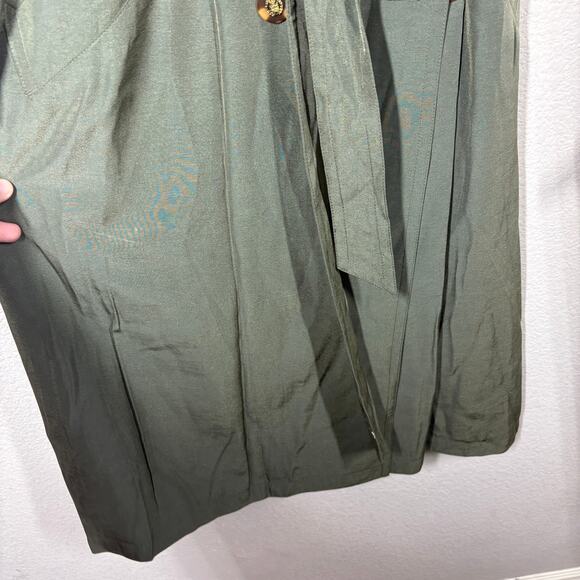 Gallery Petite 10 Double Breasted Trench Coat Olive Green Belted Zip Out NWT - Picture 6 of 15